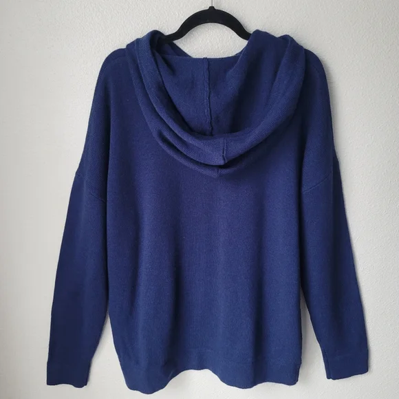 NWT The Kooples Wool Cashmere Blend Knit Hoodie Sweater, Size FR 2/US 6, Navy
